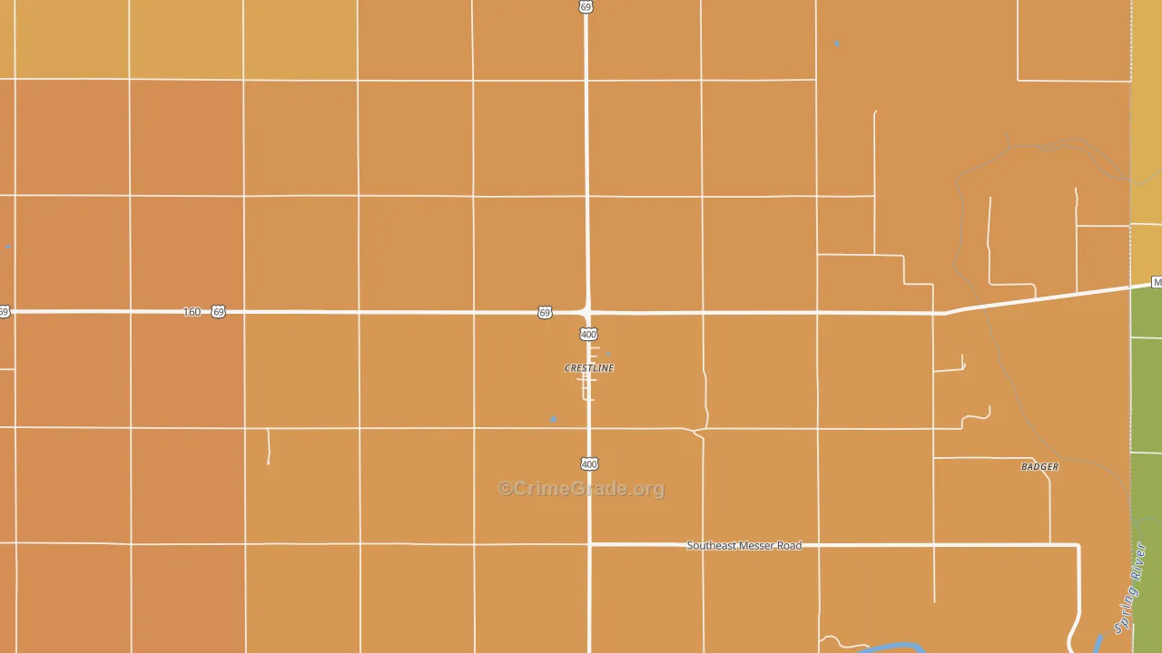 Crestline, KS Map of Assault Rates