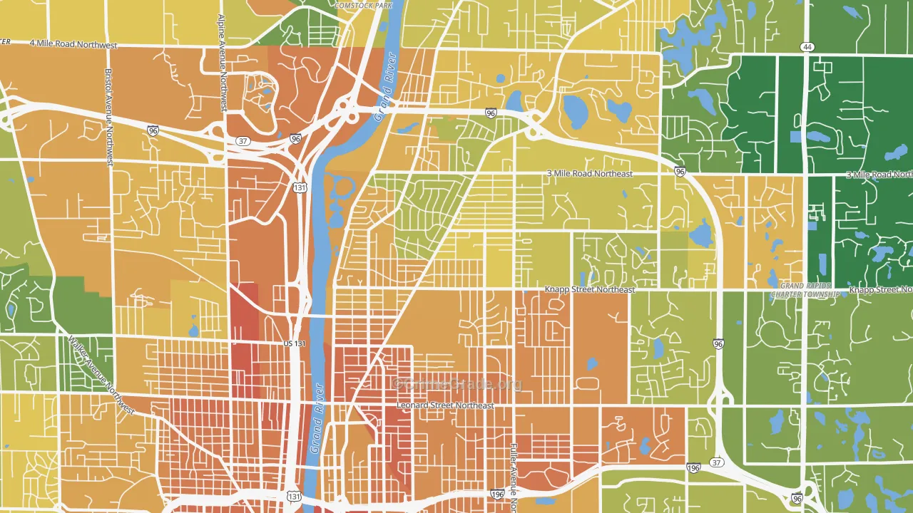 Creston, Grand Rapids, MI Map of Assault Rates
