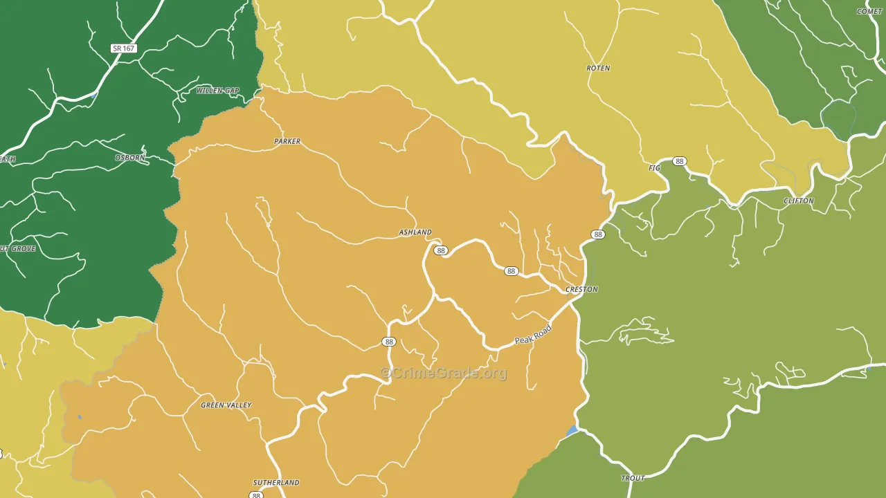 Creston, NC Map of Assault Rates