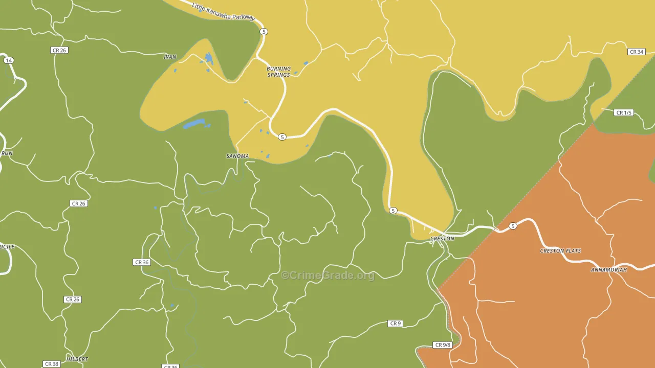 Creston, WV Map of Assault Rates