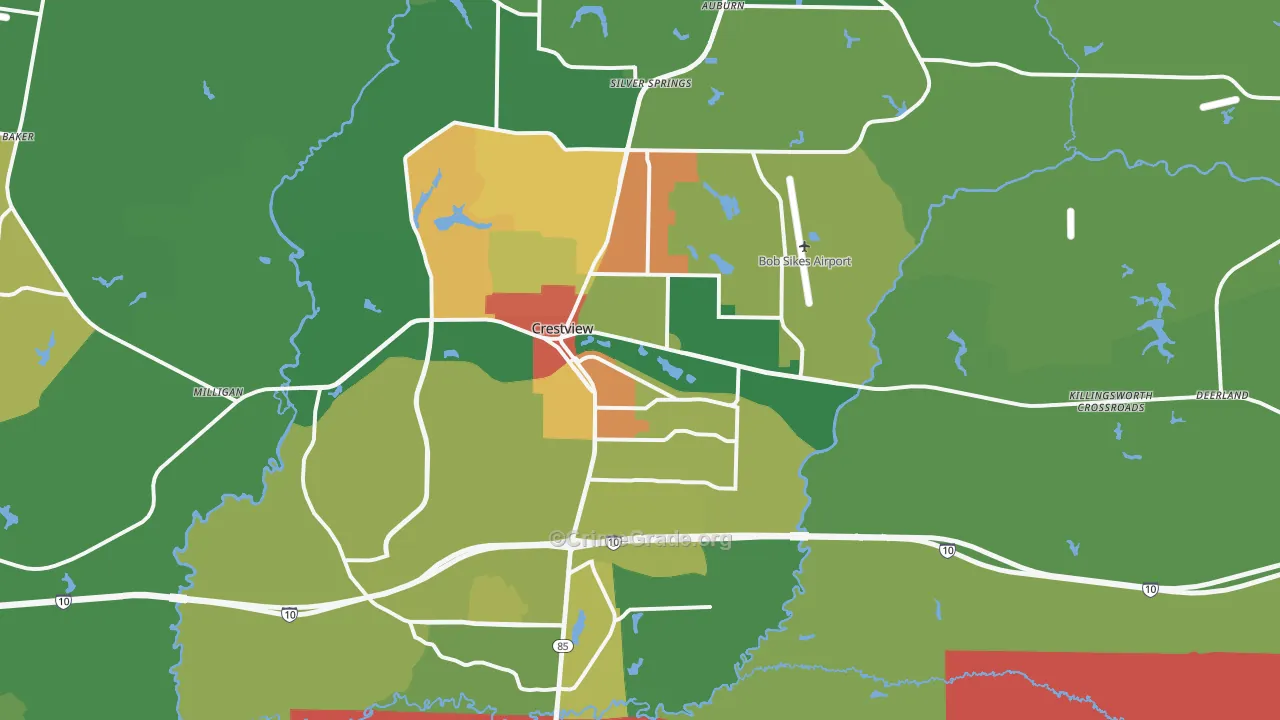 Crestview, FL Map of Assault Rates