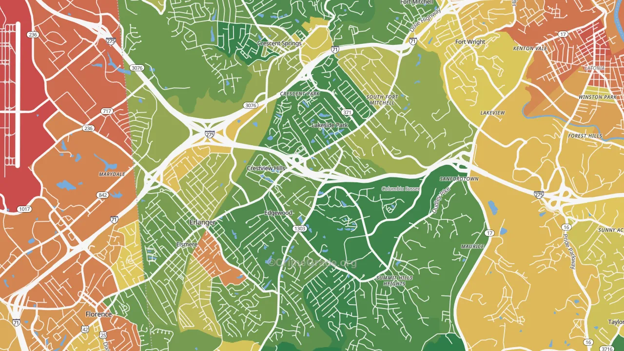 Crestview Hills, KY Map of Assault Rates