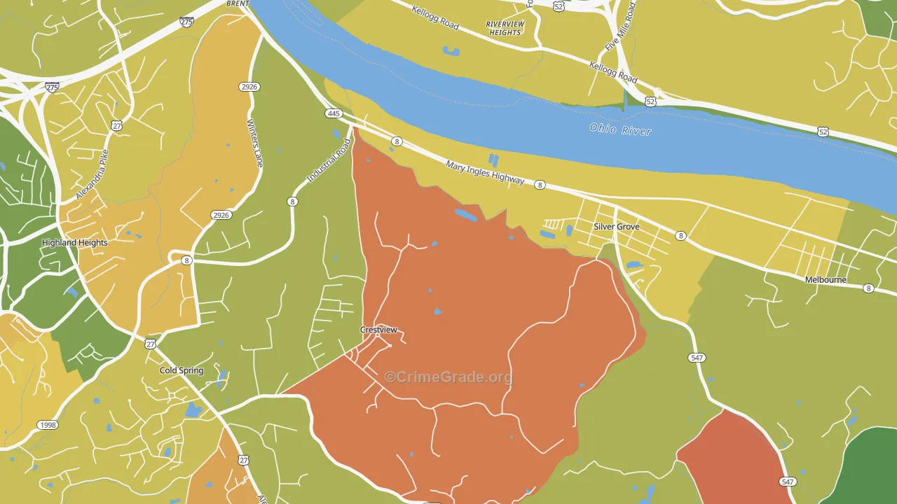 Crestview, KY Map of Assault Rates
