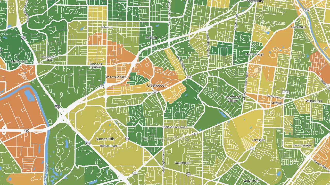 Crestwood, MO Map of Assault Rates