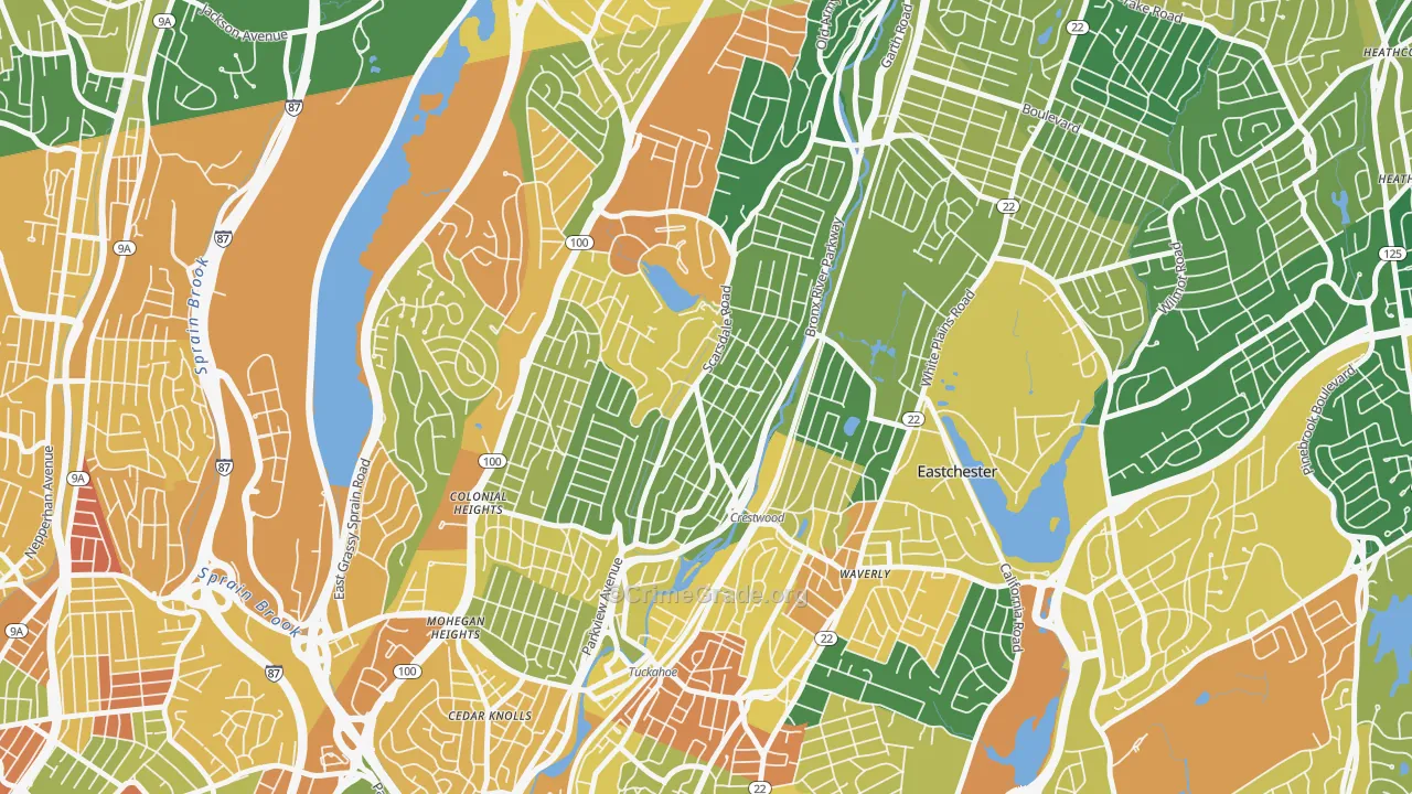 Crestwood, Tuckahoe, NY Map of Assault Rates