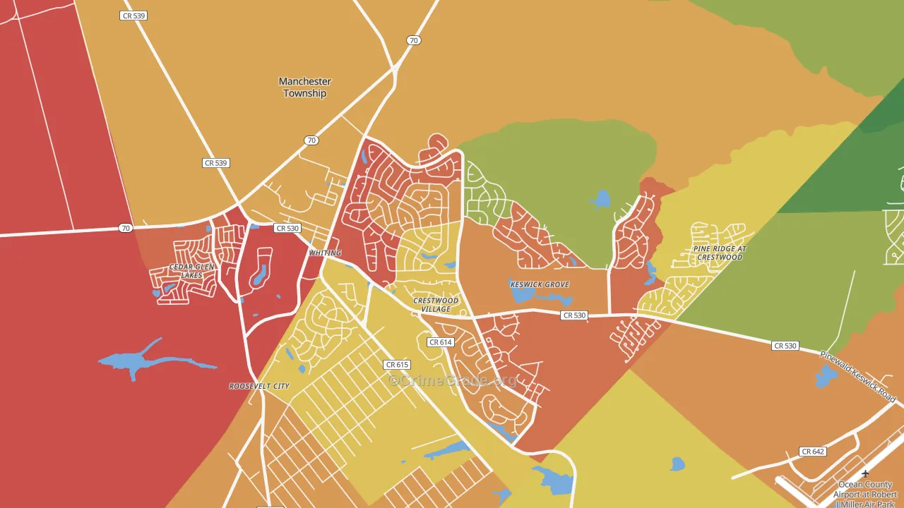 Crestwood Village, NJ Map of Assault Rates