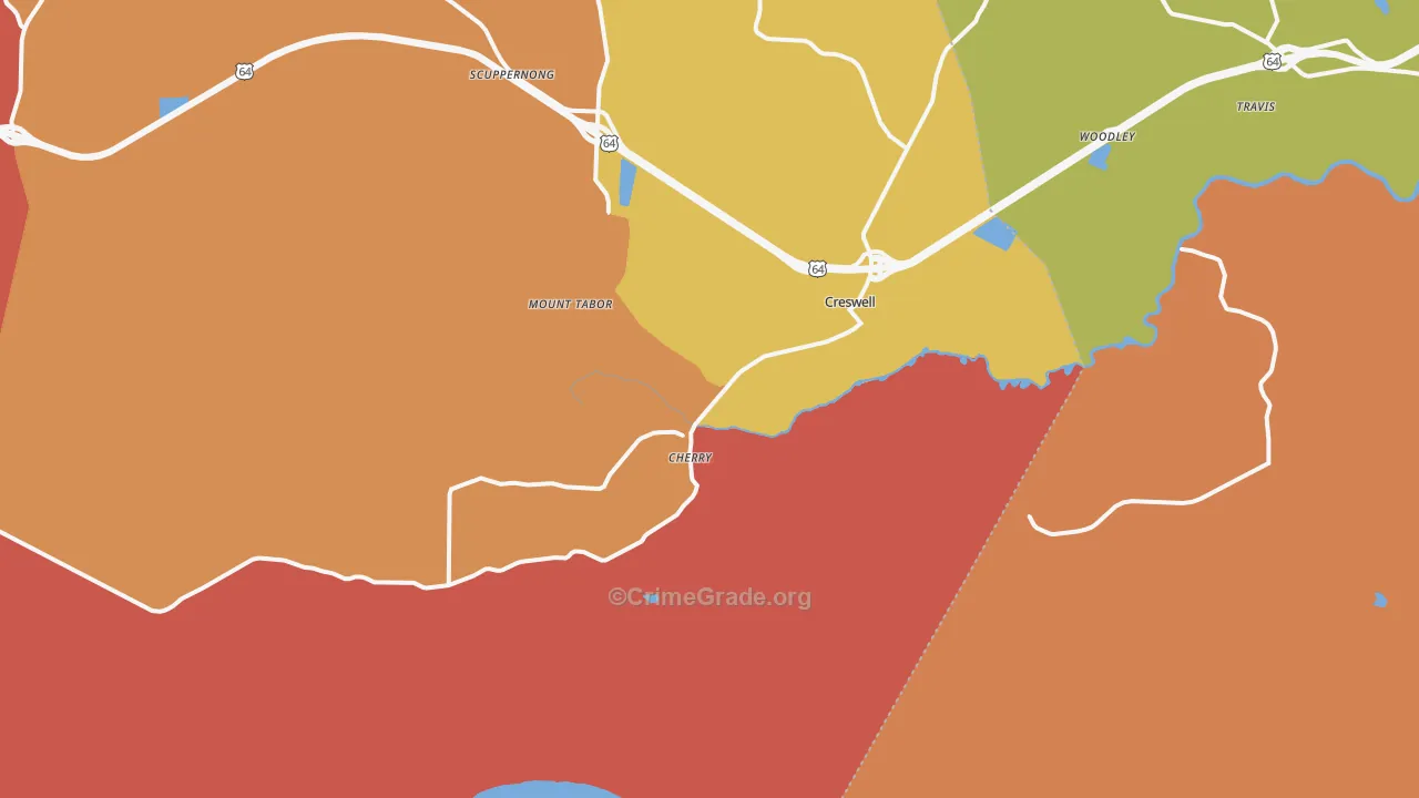 Creswell, NC Map of Assault Rates