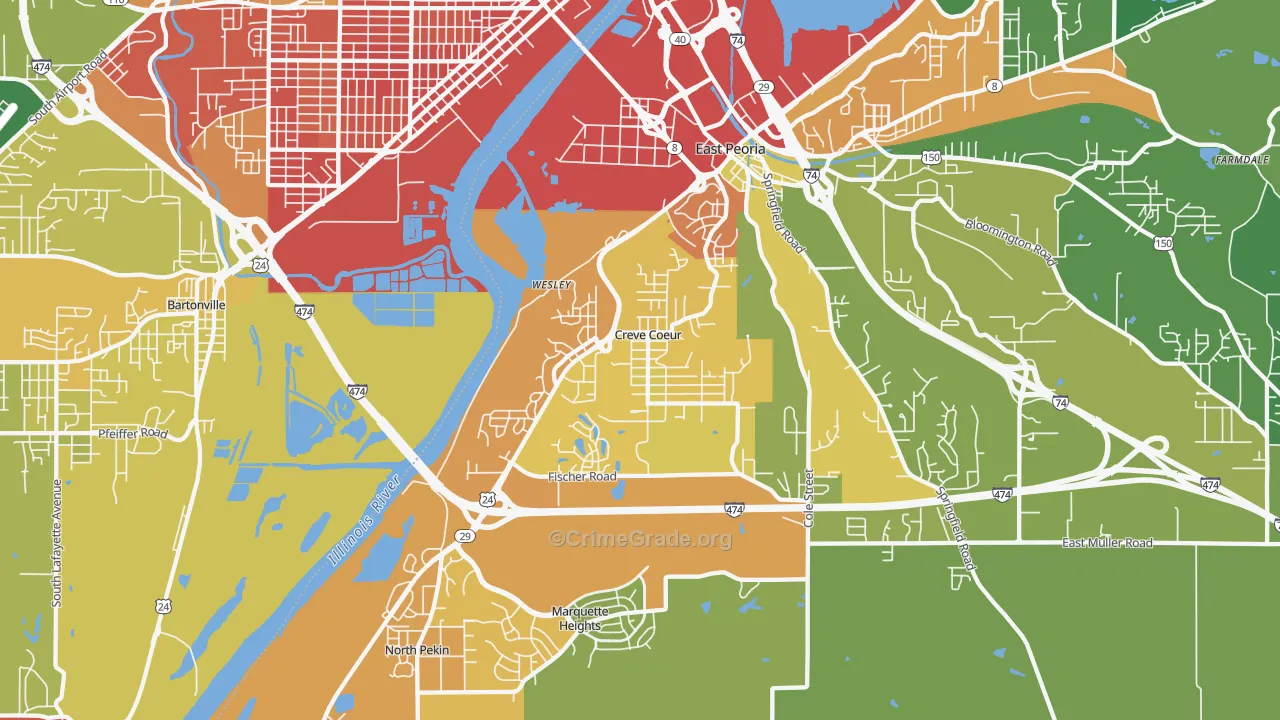 Creve Coeur, IL Map of Assault Rates