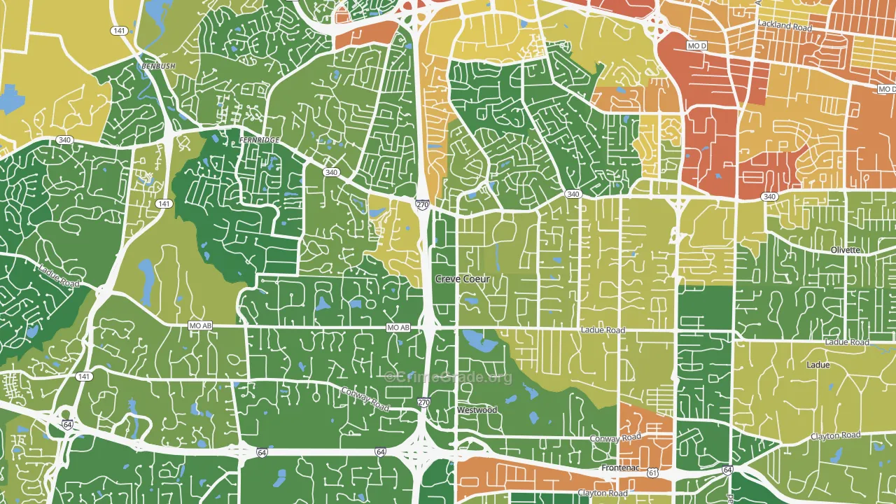 Creve Coeur, MO Map of Assault Rates