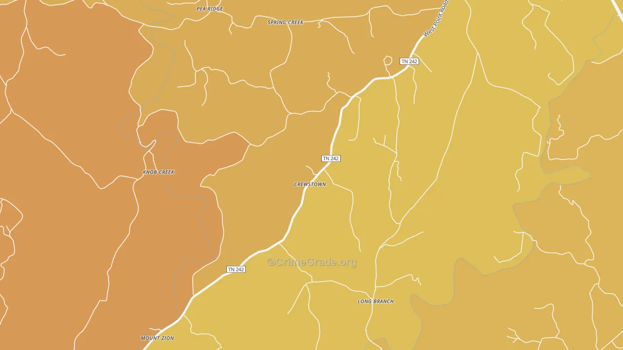 Crewstown, TN Map of Assault Rates
