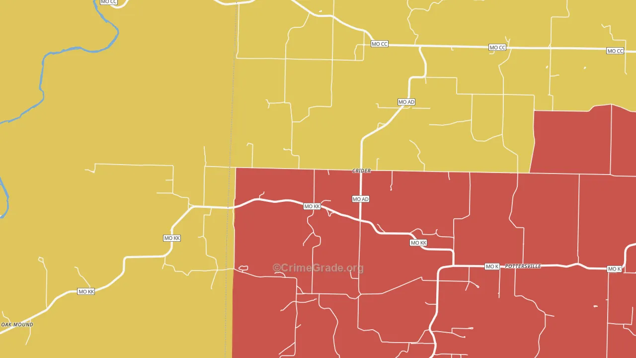Crider, MO Map of Assault Rates