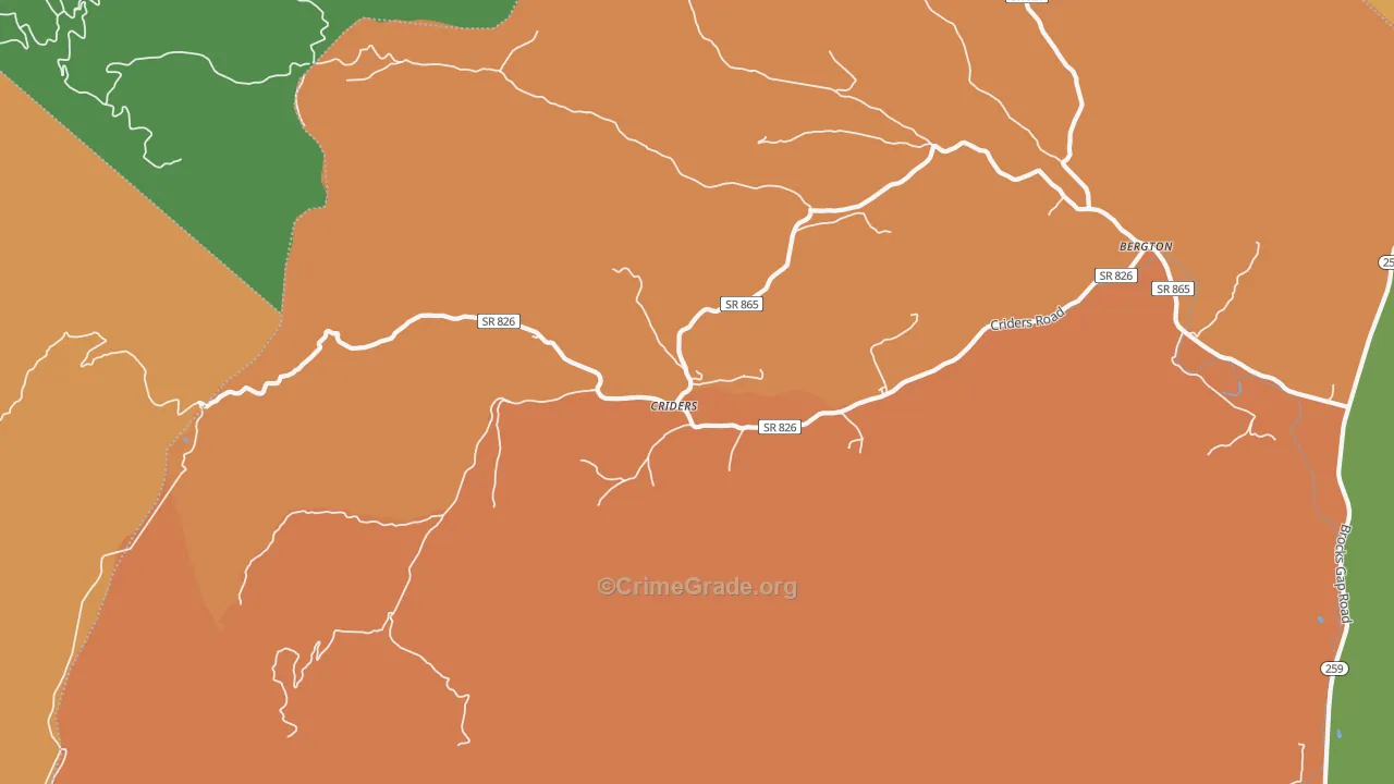 Criders, VA Map of Assault Rates