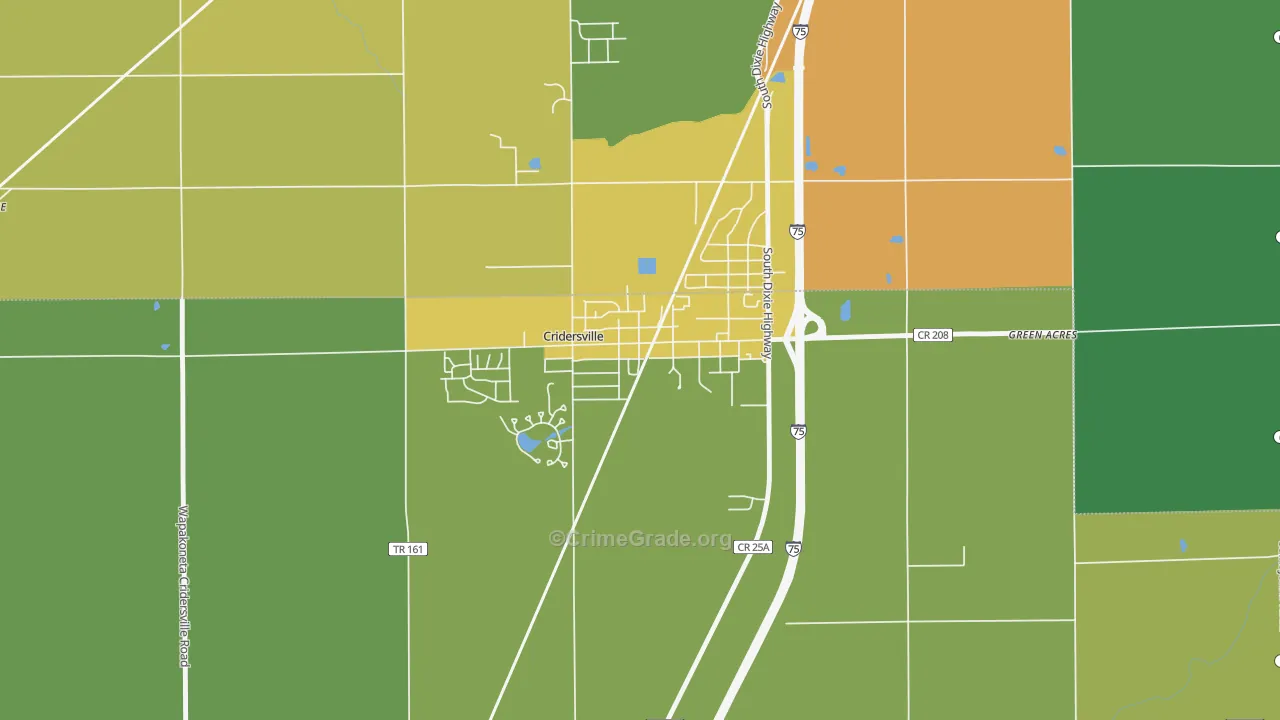 Cridersville, OH Map of Assault Rates