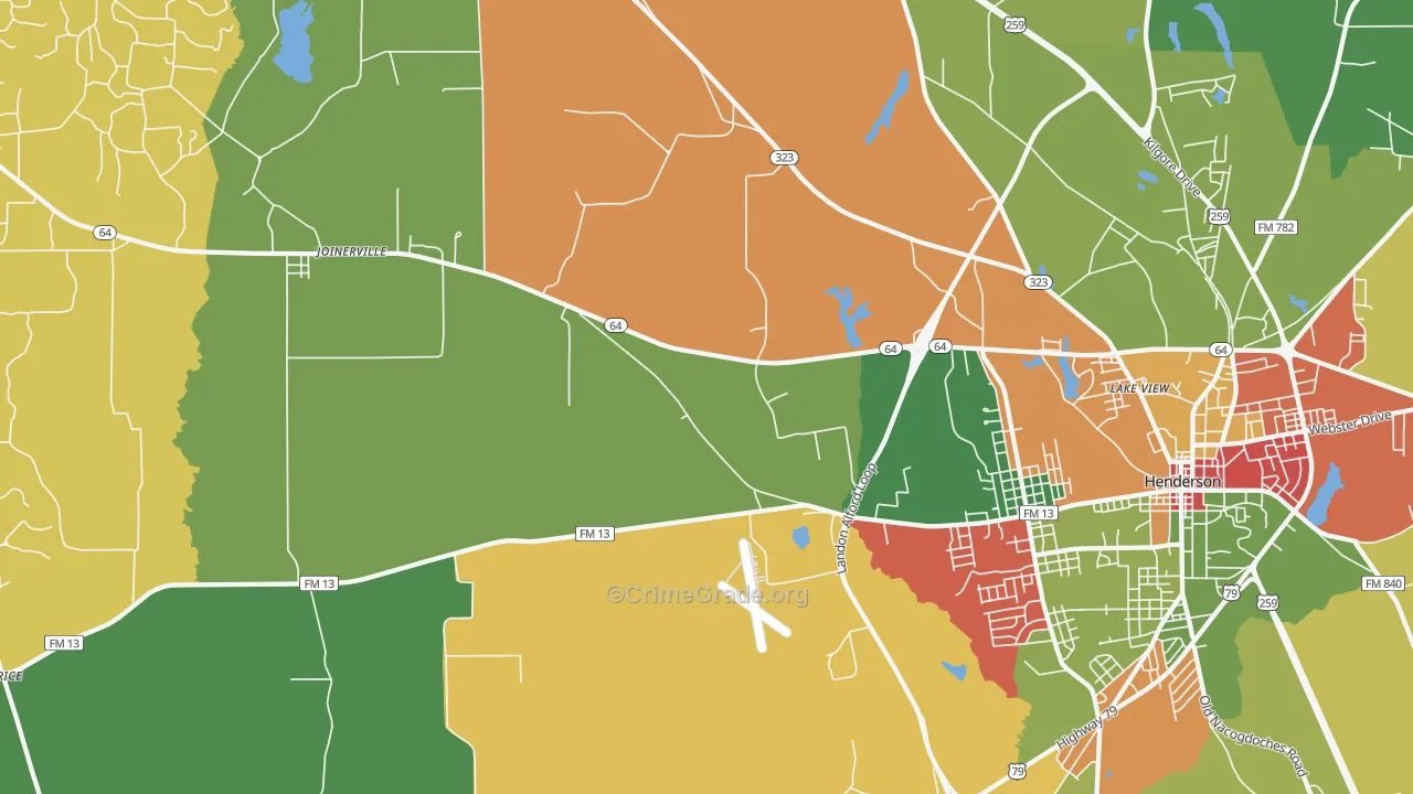 Crimcrest, TX Map of Assault Rates