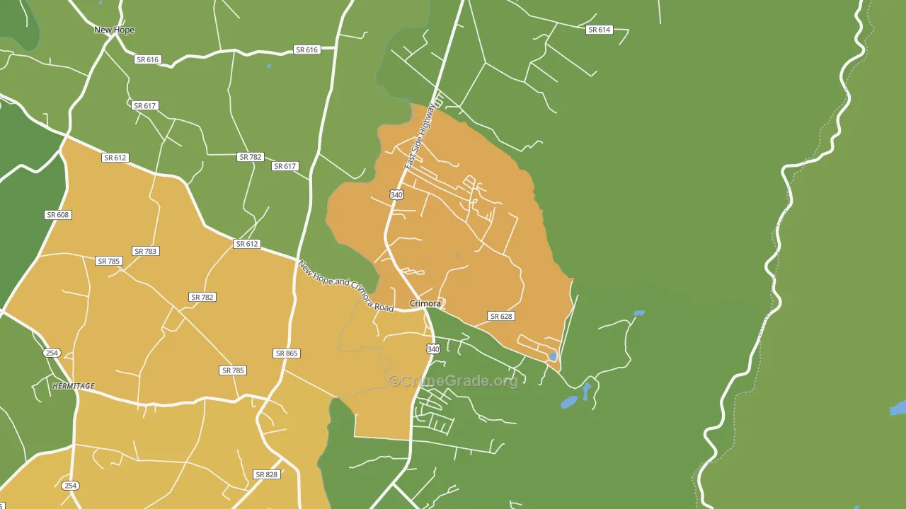Crimora, VA Map of Assault Rates
