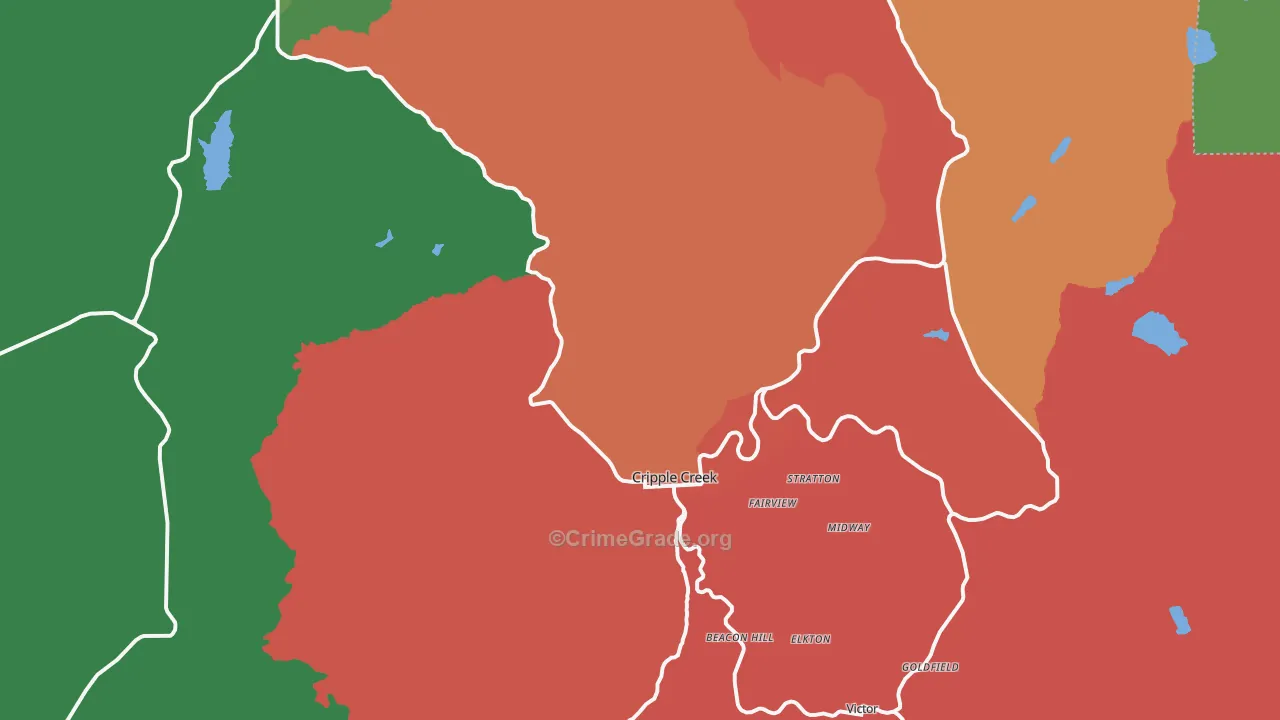 Cripple Creek, CO Map of Assault Rates