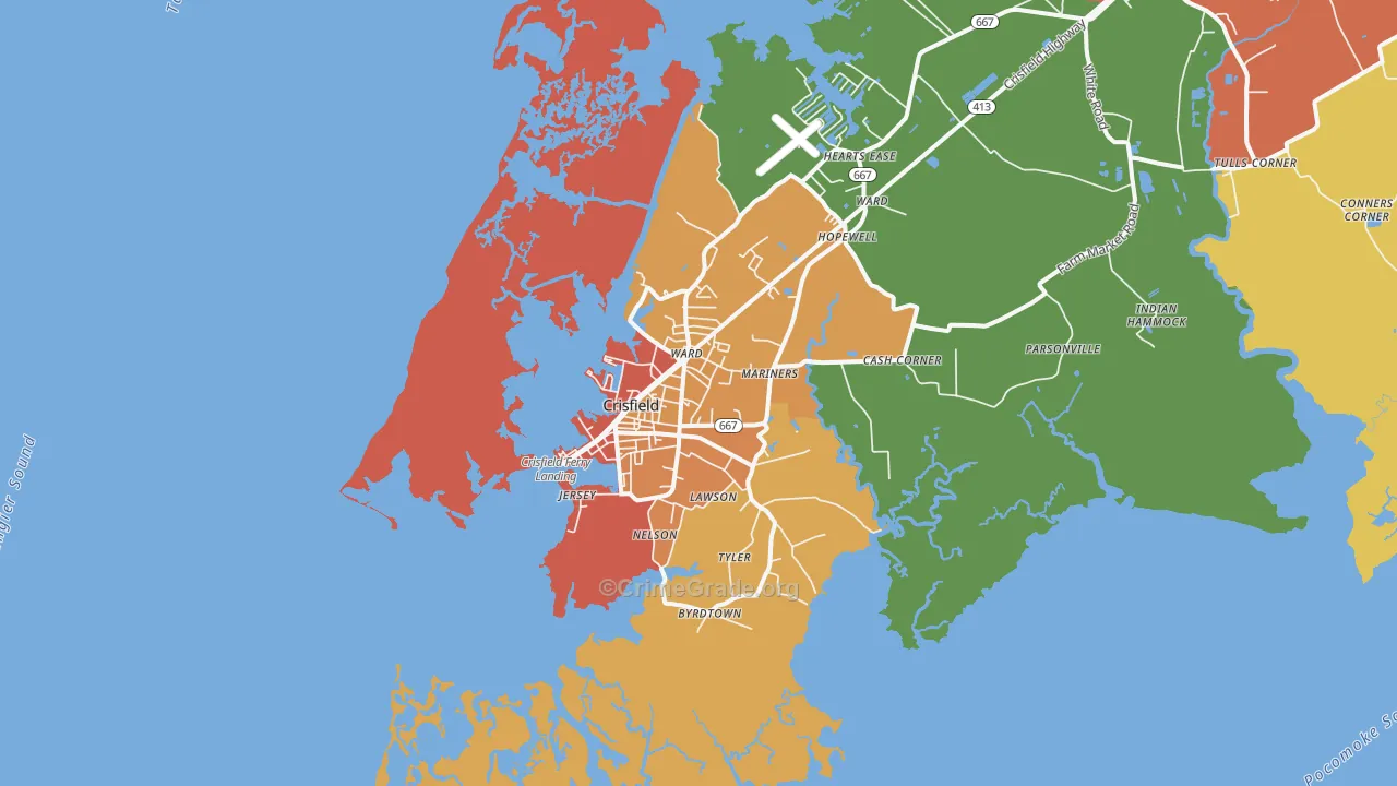Crisfield, MD Map of Assault Rates
