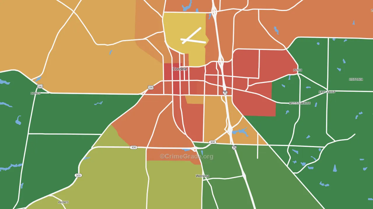 Crisp County, GA Map of Assault Rates