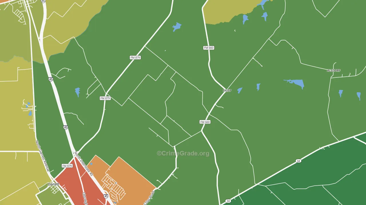 Crisp, TX Map of Assault Rates