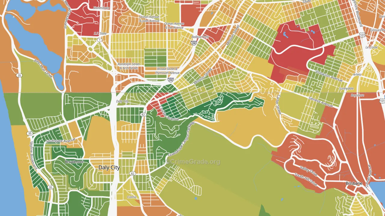 Crocker, Daly City, CA Map of Assault Rates