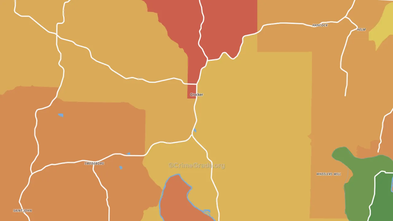 Crocker, MO Map of Assault Rates