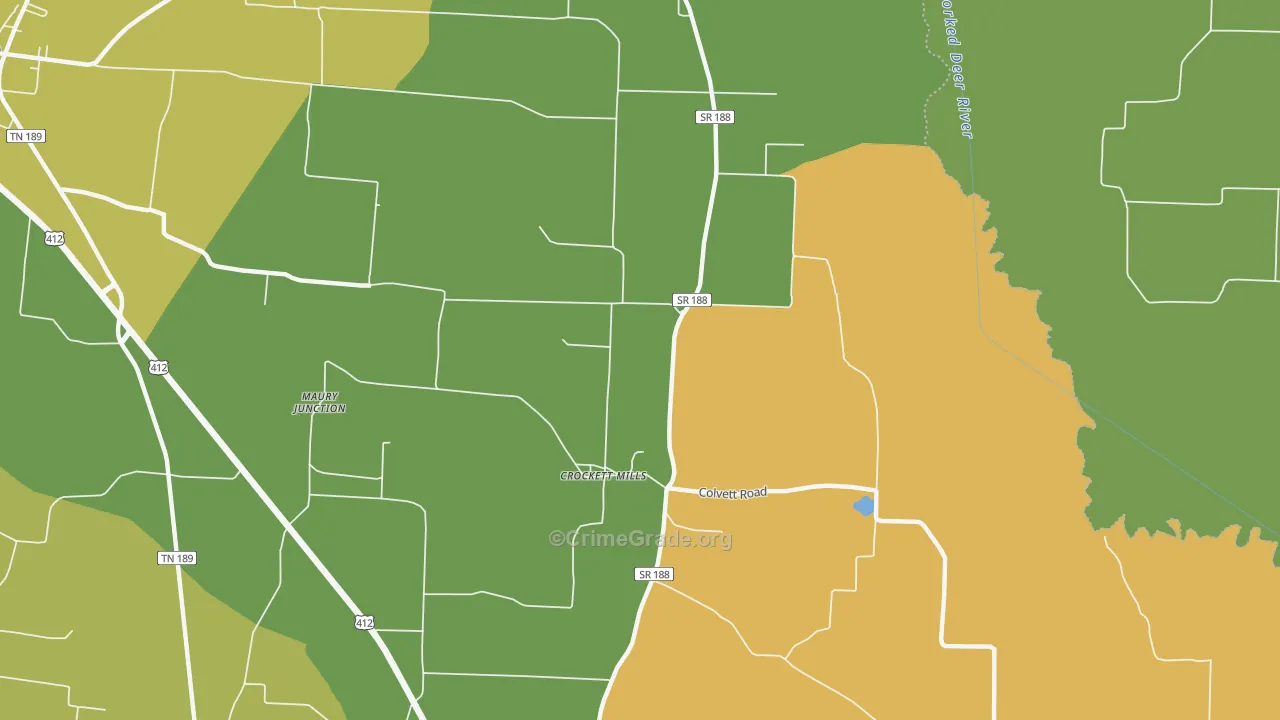 Crockett Mills, TN Map of Assault Rates