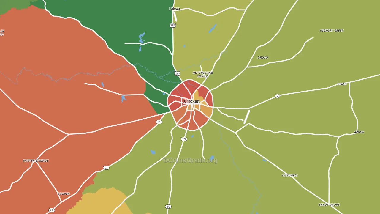 Crockett, TX Map of Assault Rates