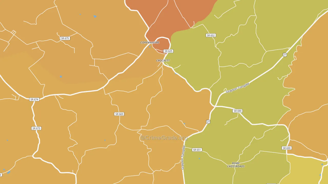 Crockett, VA Map of Assault Rates