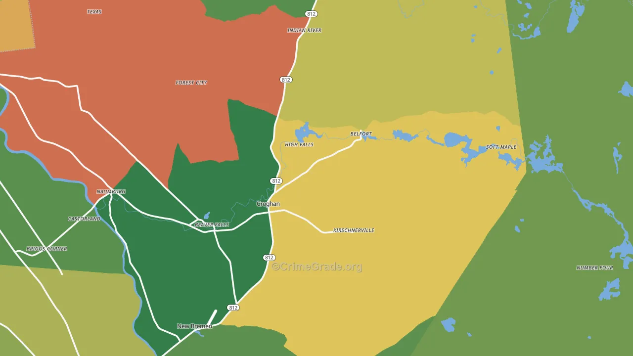 Croghan, NY Map of Assault Rates