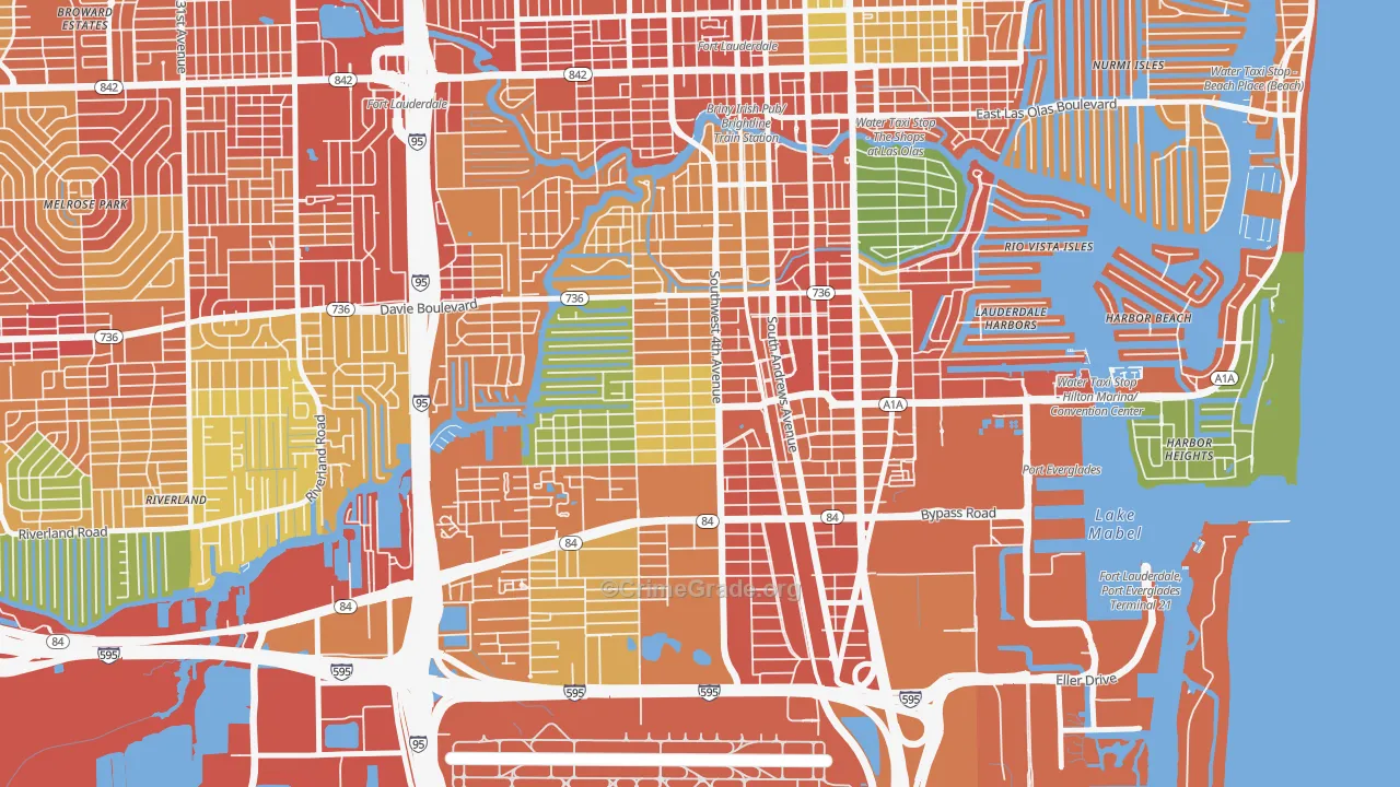 Croissant Park, Fort Lauderdale, FL Map of Assault Rates