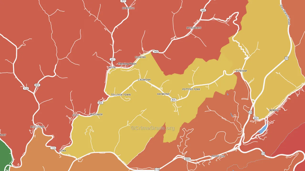 Cromona, KY Map of Assault Rates