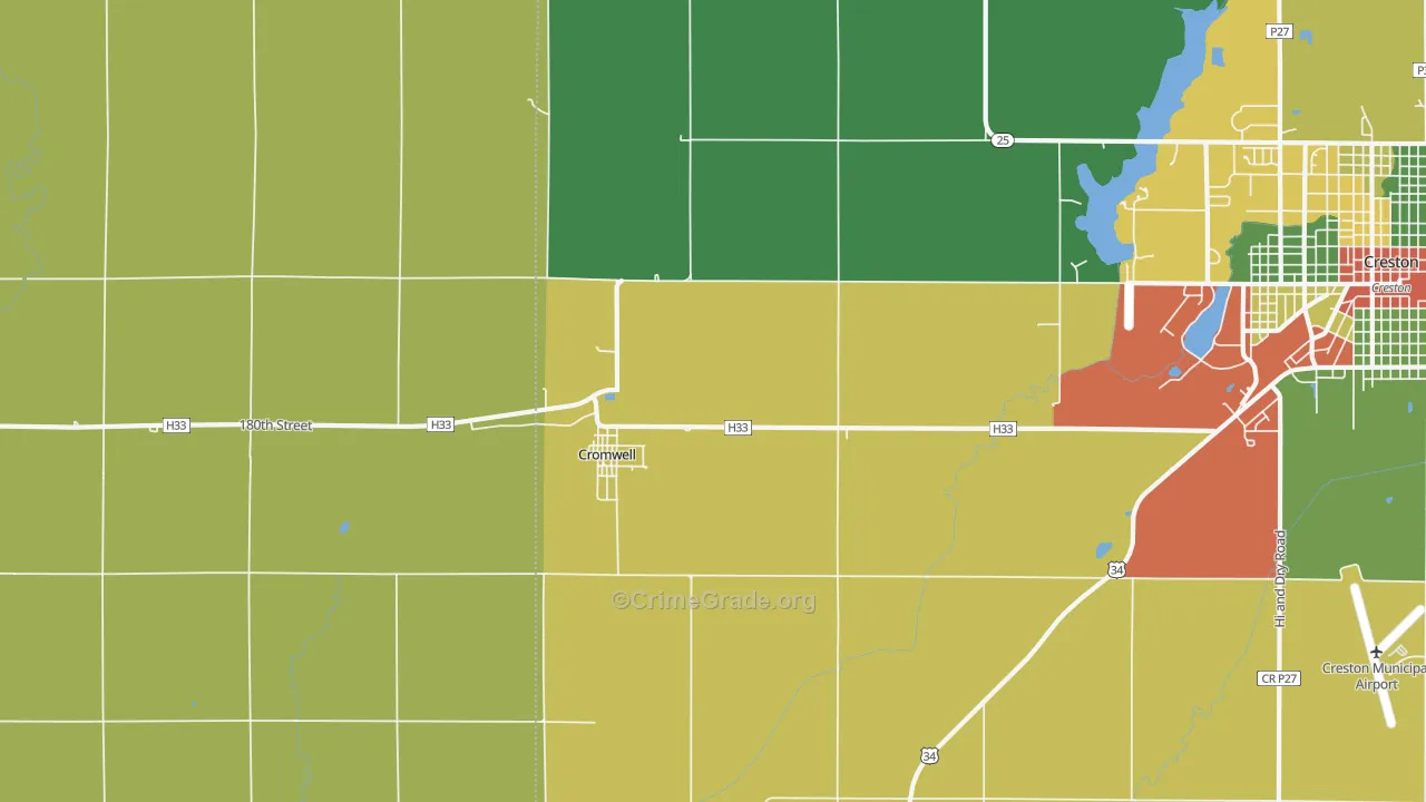 Cromwell, IA Map of Assault Rates