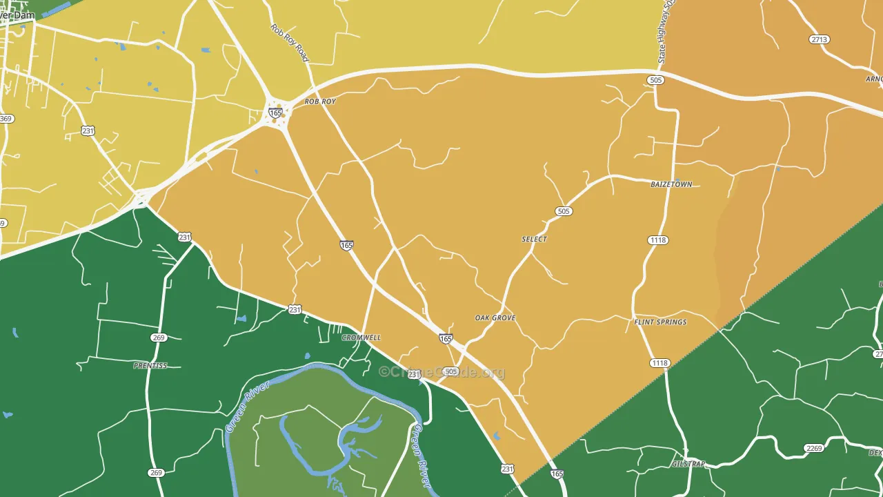 Cromwell, KY Map of Assault Rates