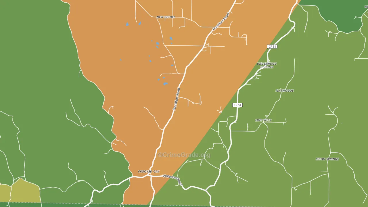 Crooked Oak, AL Map of Assault Rates