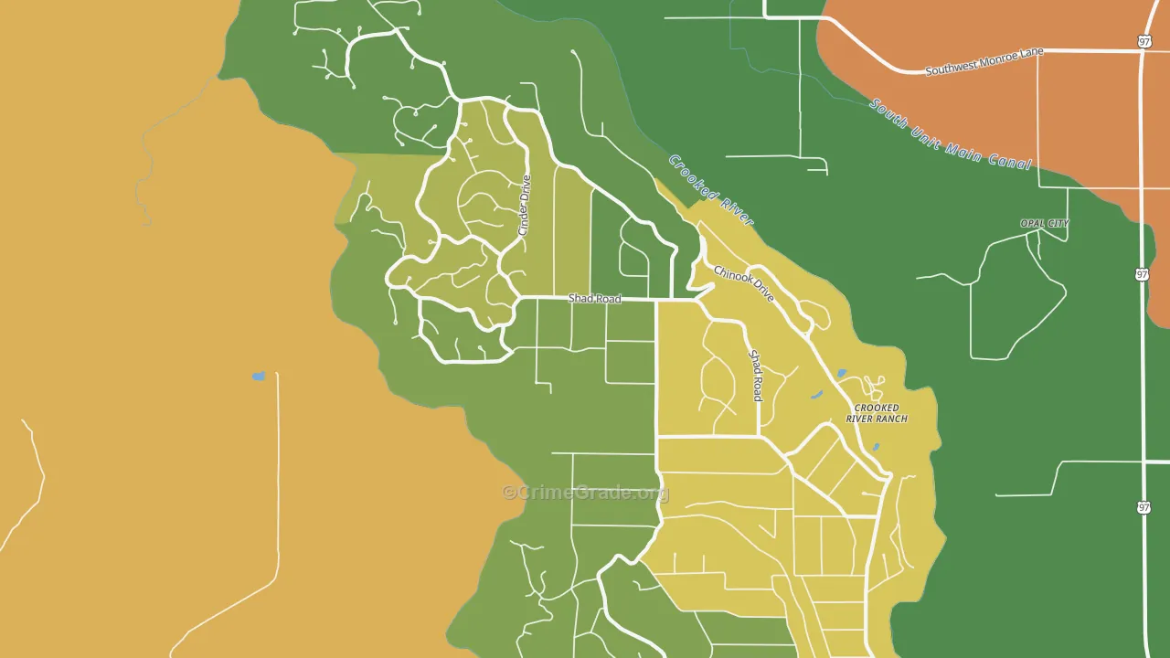 Crooked River Ranch, Terrebonne, OR Map of Assault Rates