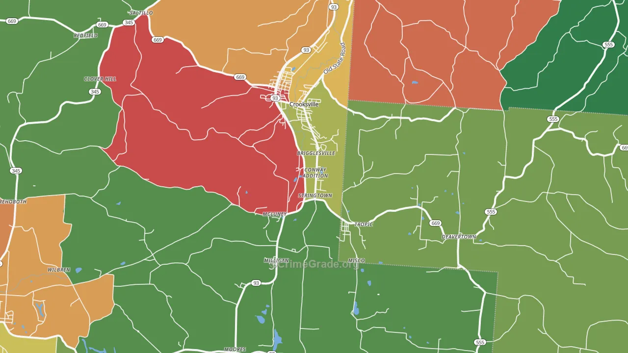 Crooksville, OH Map of Assault Rates