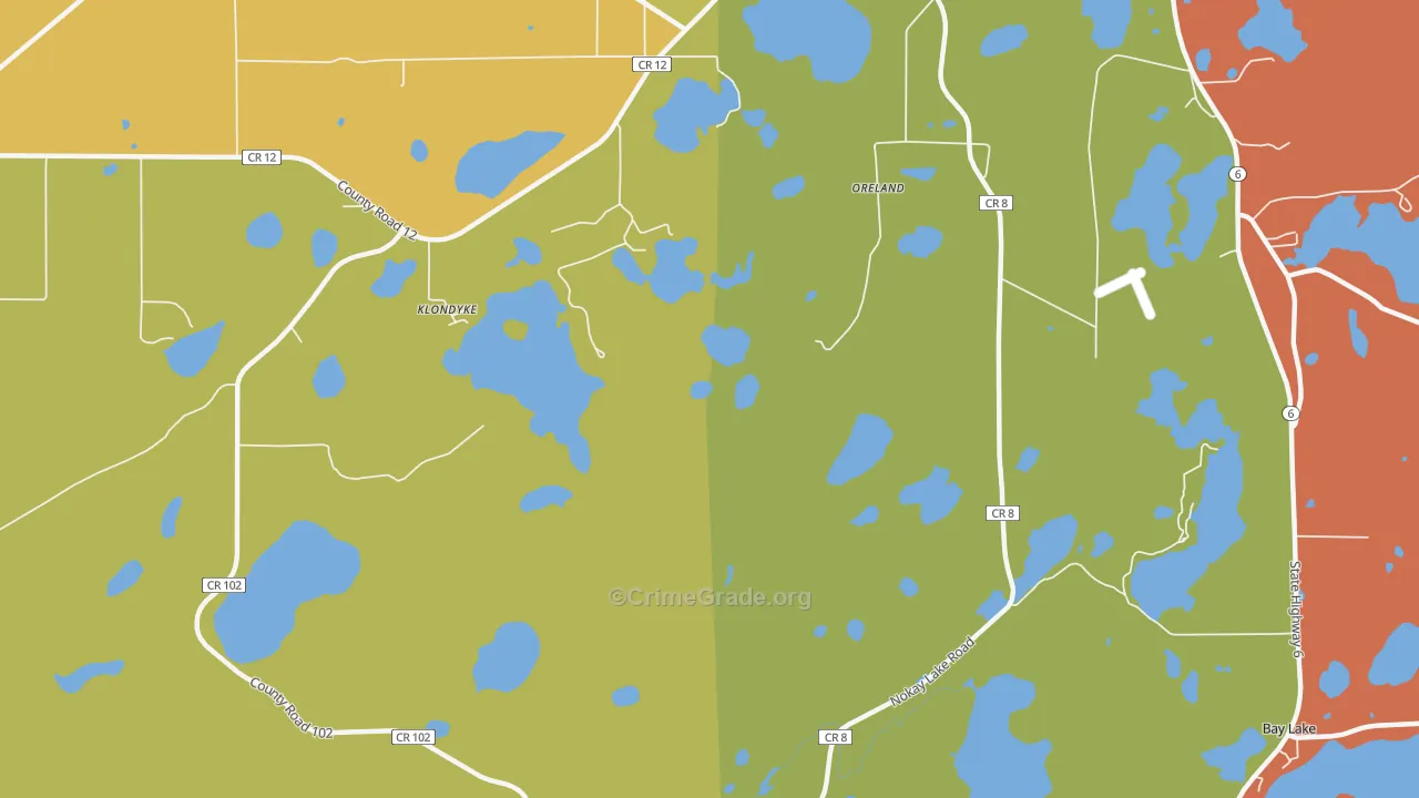 Crosby Beach, MN Map of Assault Rates