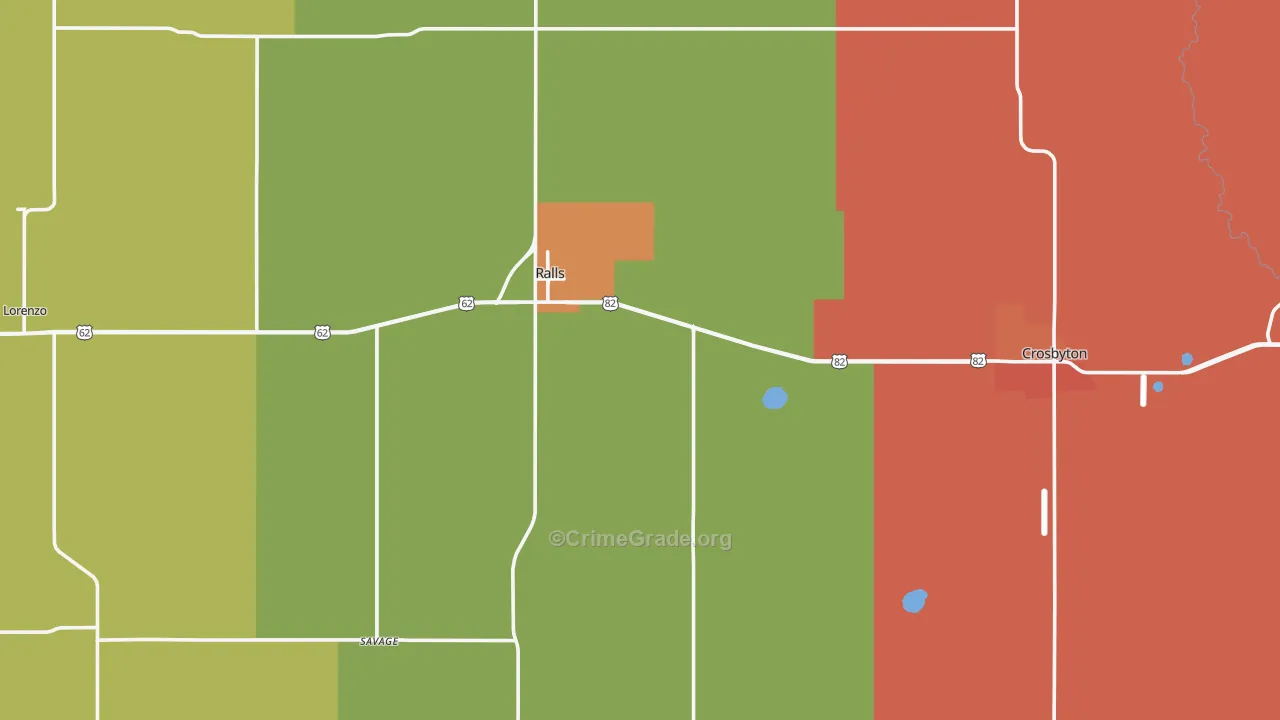 Crosby County, TX Map of Assault Rates