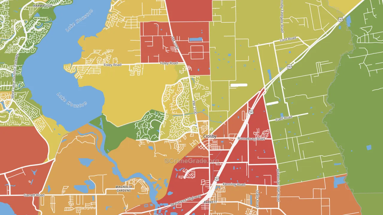 Crosby, TX Map of Assault Rates