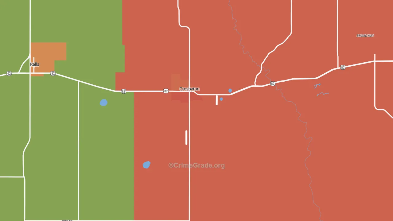Crosbyton, TX Map of Assault Rates