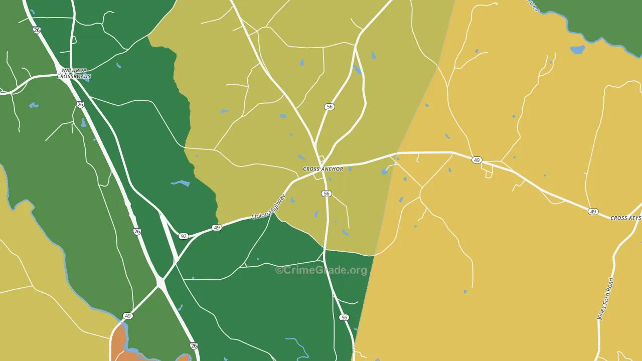 Cross Anchor, SC Map of Assault Rates
