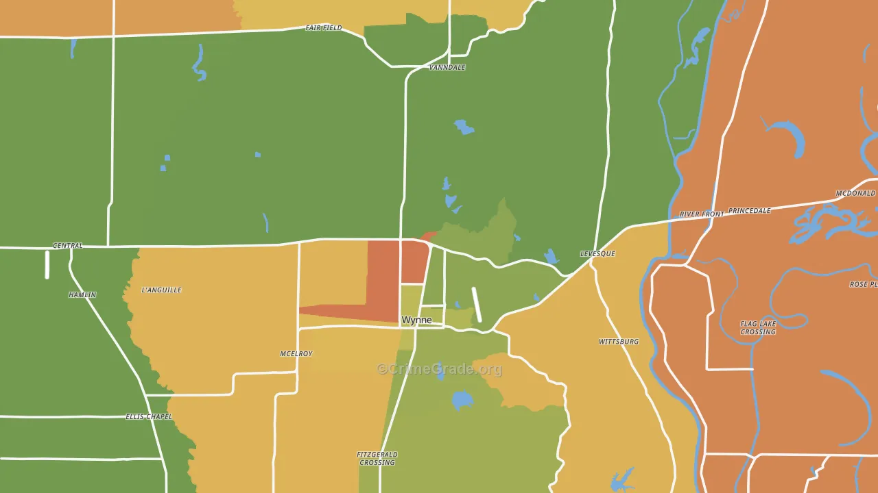 Cross County, AR Map of Assault Rates