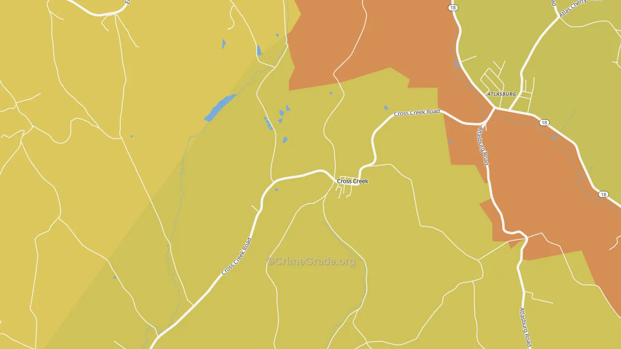 Cross Creek, PA Map of Assault Rates