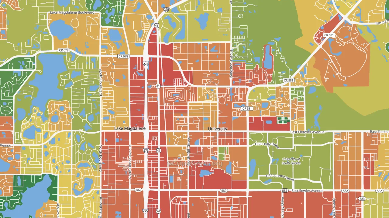 Cross Fletcher, University, FL Map of Assault Rates