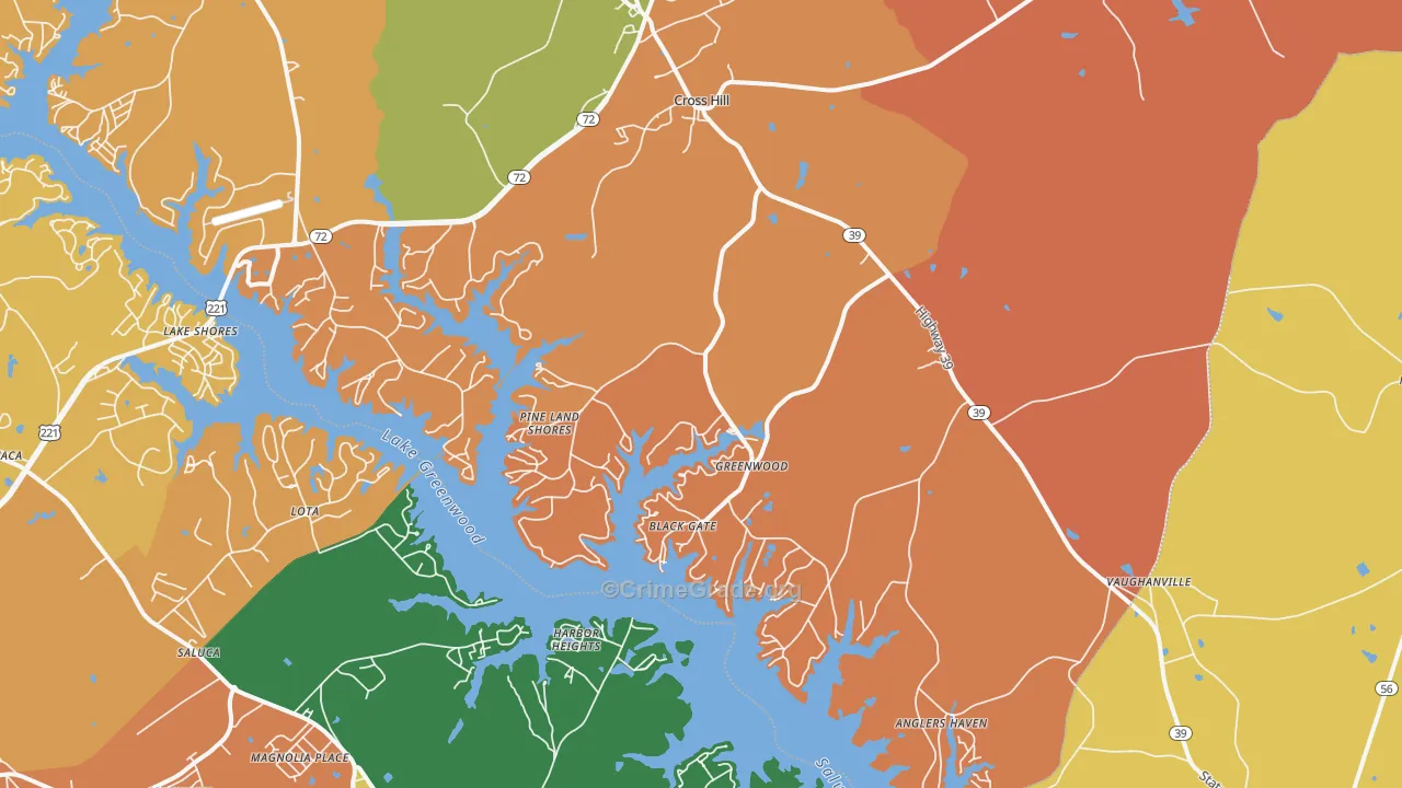 Cross Hill, SC Map of Assault Rates