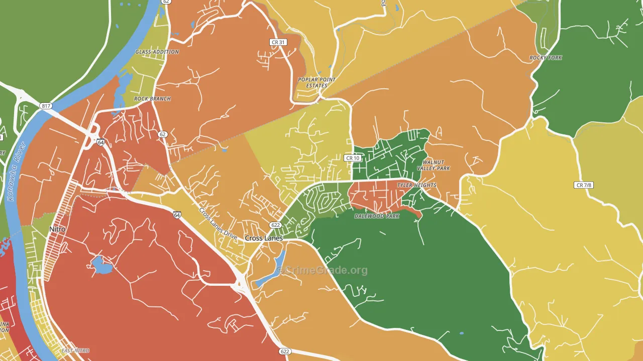Cross Lanes, WV Map of Assault Rates