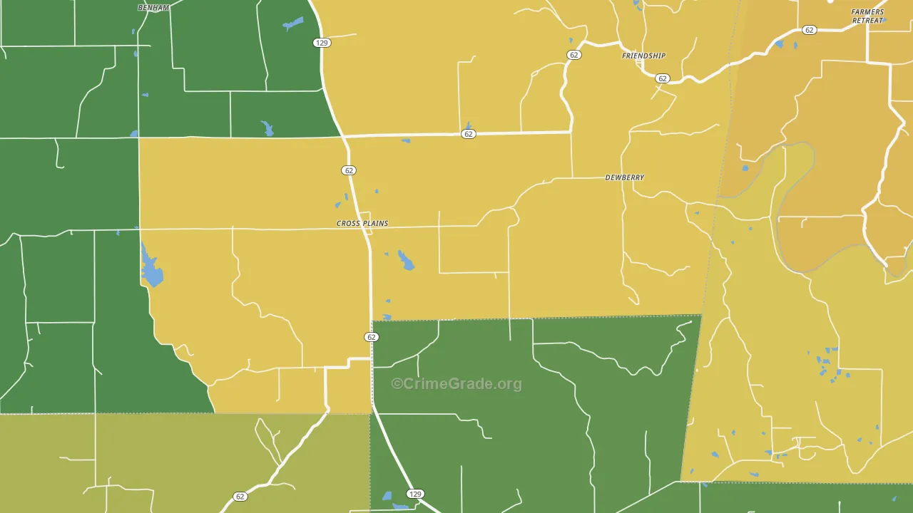 Cross Plains, IN Map of Assault Rates