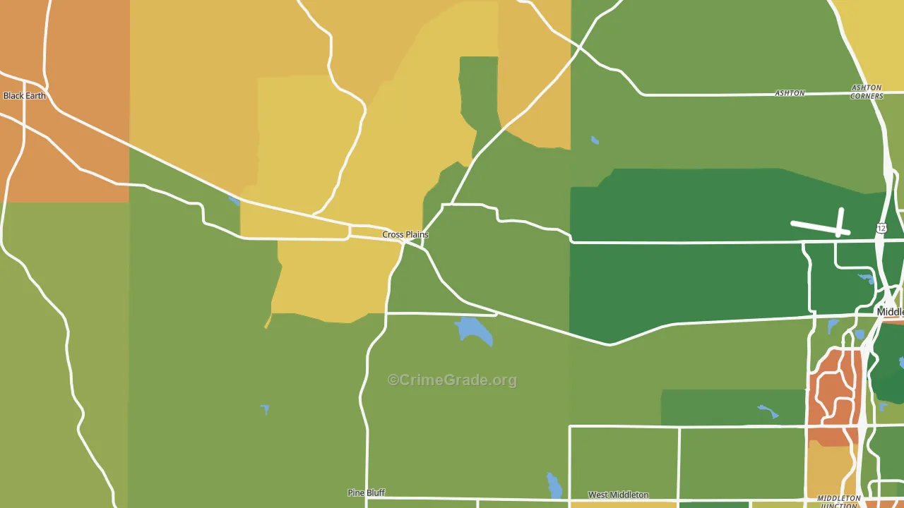 Cross Plains, WI Map of Assault Rates