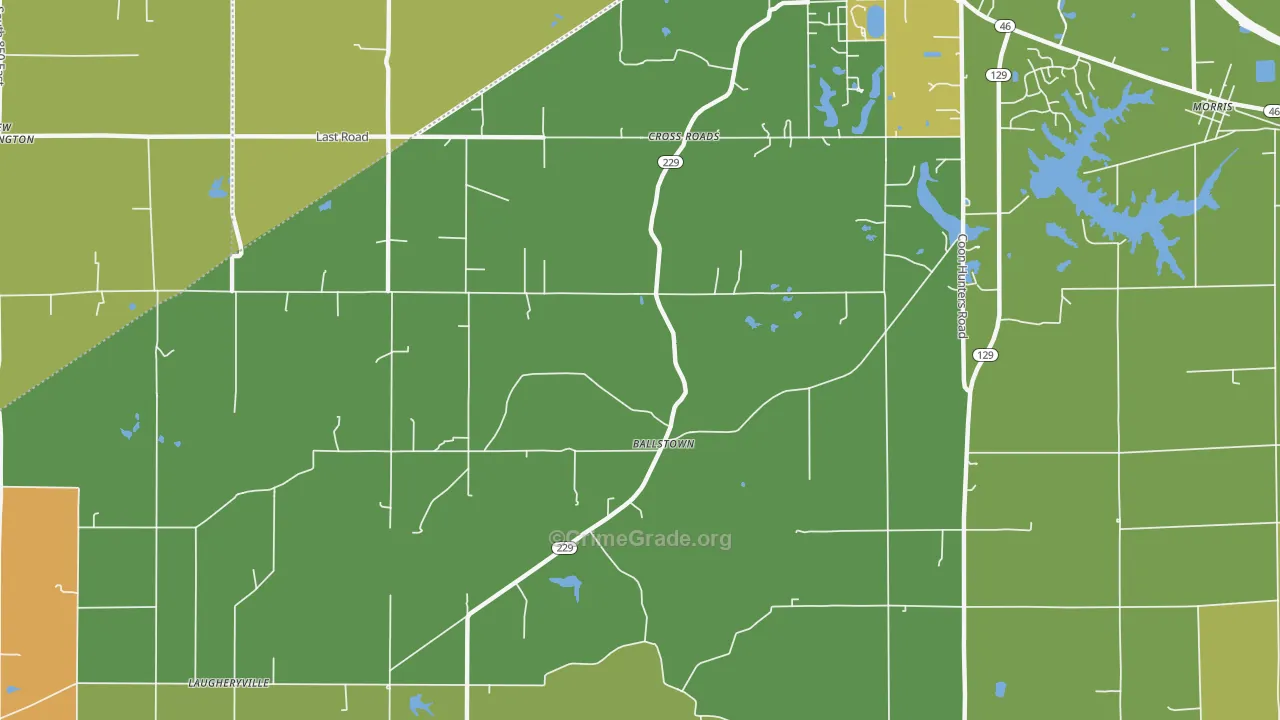 Cross Roads, IN Map of Assault Rates