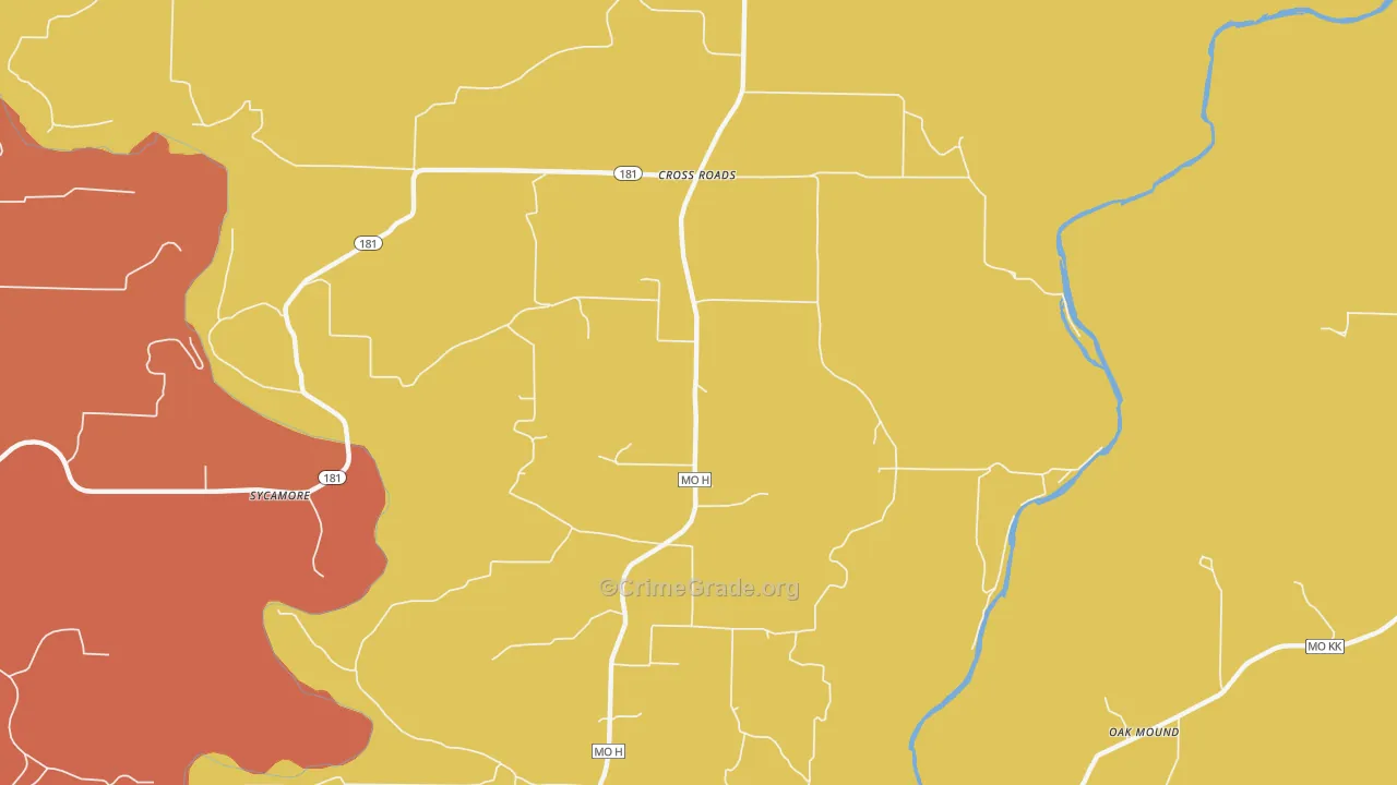 Cross Roads, MO Map of Assault Rates